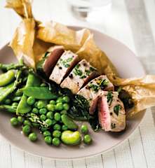 Bœuf en papillote aux légumes verts