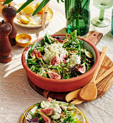 Summer vegetable salad with maple tahini dressing