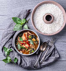 Thai red chicken curry and rice