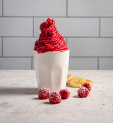 Banana and raspberry soft serve