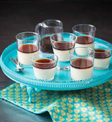 Soy milk jellies with coffee syrup