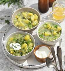 Eingebrannte Erdäpfel mit Gurkerl