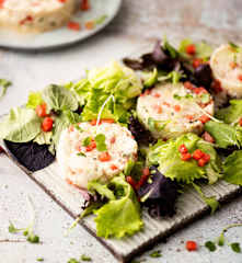 Tartar de bacalao y sandia