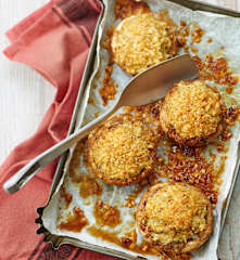 Champignons farcis au poulet, oignon et cerfeuil