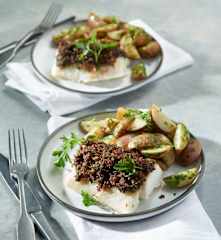 Cod with Crispy Bacon and Parsley Potatoes