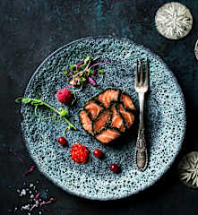 Salmón mosaico al vacío