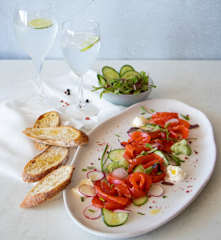 Gin-cured ocean trout salad