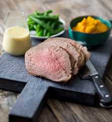 Pocket roast beef with seeded mustard sauce