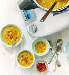 Velouté de pois cassés et speck croustillant