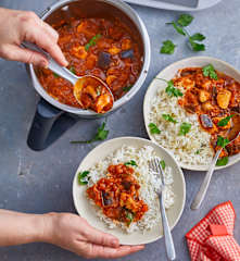 Poulet aux aubergines fondantes, sauce aigre-douce