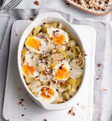 Porri con salsa di soia alla senape