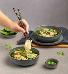 Zupa z pierożkami gyoza