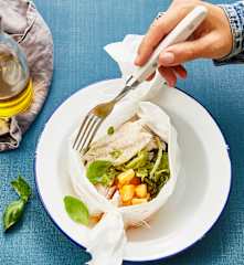 Papillote d'églefin au chou et à la courge