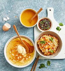 南瓜浓汤配蒸蛋及蒸时蔬