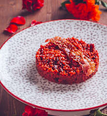 Risotto alla barbabietola e bacon croccante