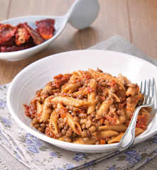 Penne integrali con lenticchie