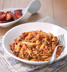 Macarrones integrales con lentejas