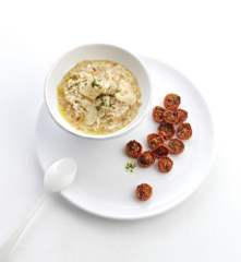 Risoto de bacalhau com hortelã