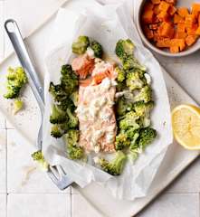 Salmon with Broccoli and Honey Mustard Sauce