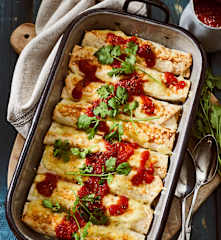 Überbackene vegetarische Enchiladas