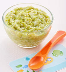 Papilla de arroz, ejote y pimiento