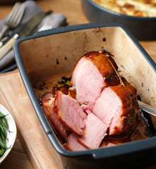 Glazed Gammon, Dauphinoise Potatoes and Green Beans