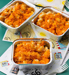 Macaroni and cheese con beicon y crujiente de maíz