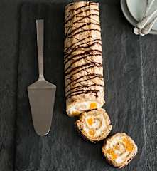 Hazelnut meringue roulade