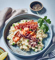 Weizenbier-Risotto mit Meeresfrüchten