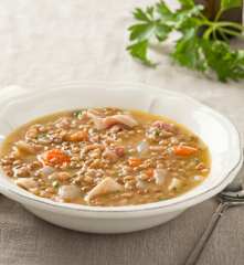 Lentejas con oreja al vinagre balsámico