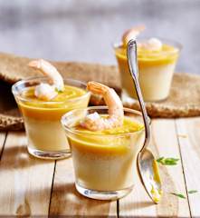Royale de crevettes grises, mousse de potiron