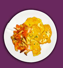 Sellerie-Schnitzel mit Pilz-Tomaten-Sugo