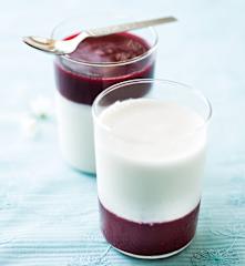 Pannacotta légère à la noix de coco, coulis de fruits rouges