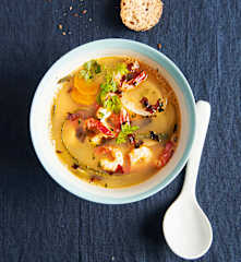 Bouillon de crevettes aux algues