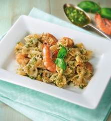 Farfalle pesto e gamberi