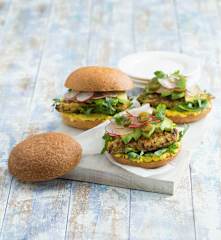 Jalapeño and lime chicken burger with corn smash