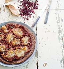 Piza Marguerita com base de feijão