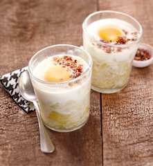 Huevos en cocotte con puerros