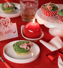 Mini fiori di cheesecake agli spinaci