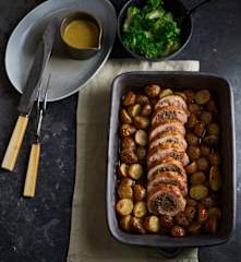 Stuffed Chicken and Glazed Potatoes