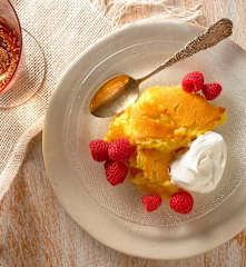 Pastel de pudin de fruta de la pasión