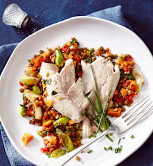 Forelle mit Linsensalat