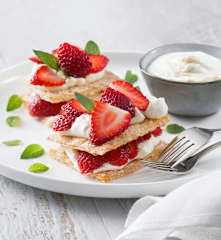 Berry and cream filo stacks