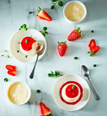 Semifreddo yogurt greco e salsa alle fragole