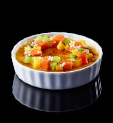 Antonio Bachour: Crème brûlée et fruits tropicaux (métrique)