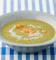 Creme de alface com camarão