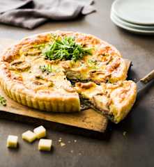 Quiche oignon, champignon et andouille