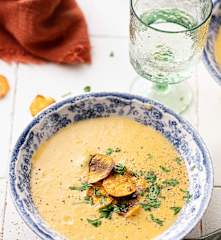 Crema de batata con chips