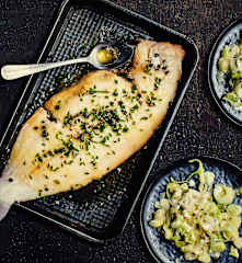 Limande-sole meunière et fondue de poireaux