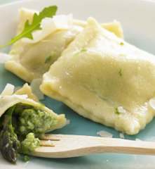 Ravioli asperge-roquette